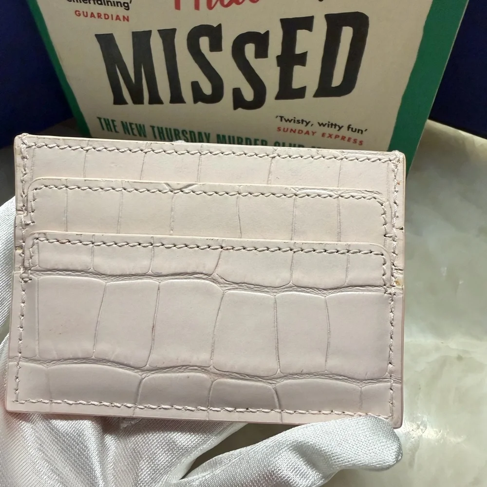 Alexander McQueen Pale Pink Croc-Embossed Skull Card Holder